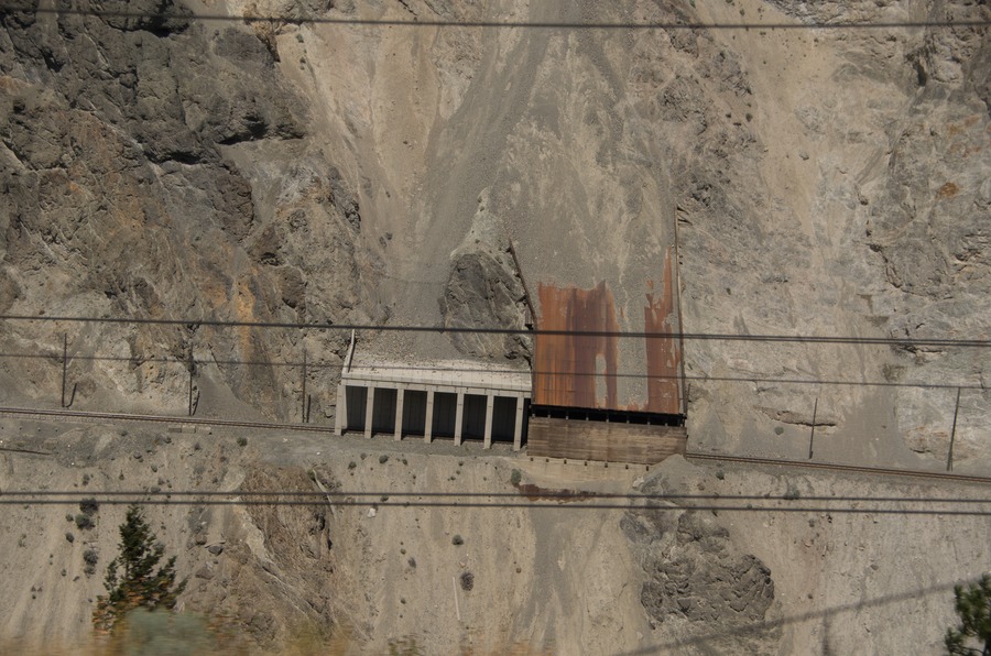 Rock slide shed to protect the tracks